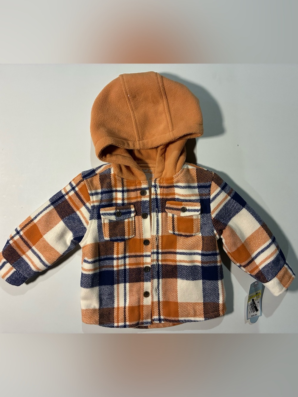 Cat & Jack Orange Navy Plaid Hooded Jacket